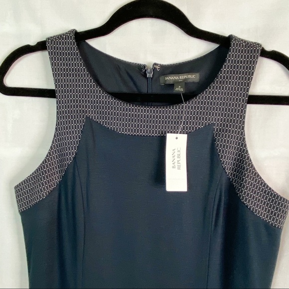 Banana Republic Black Sleeveless Bodycon Contrast Trim Dress NEW 2 - Picture 2 of 9